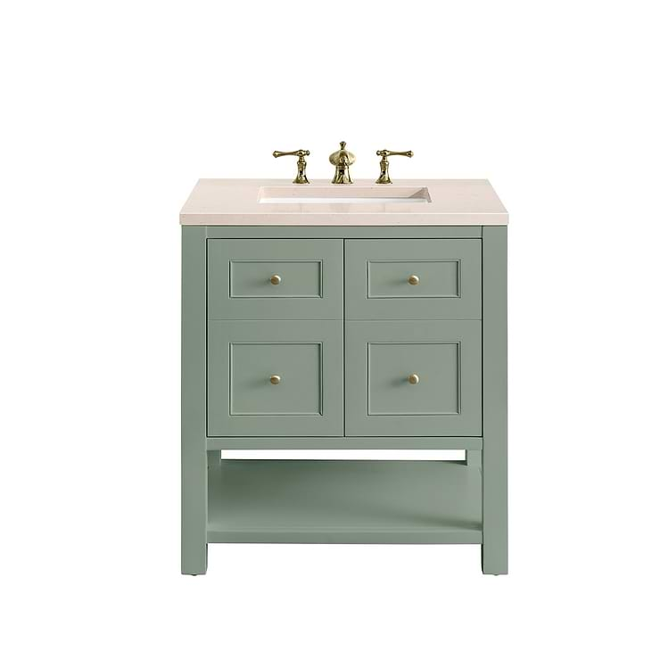 James Martin Vanities Breckenridge Smokey Celadon Green 30" Single Vanity with Eternal Marfil Quartz Top