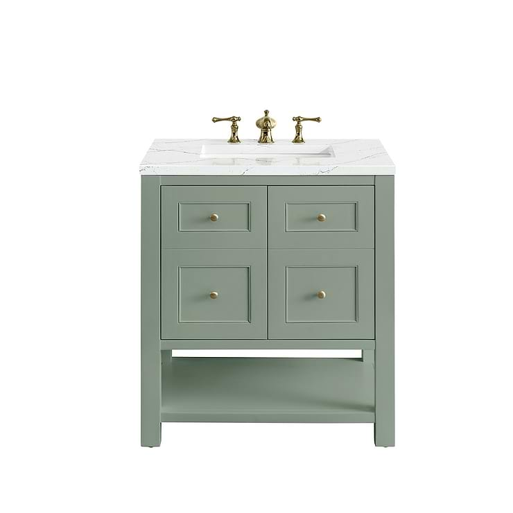 James Martin Vanities Breckenridge Smokey Celadon Green 30" Single Vanity with Ethereal Noctis Quartz Top