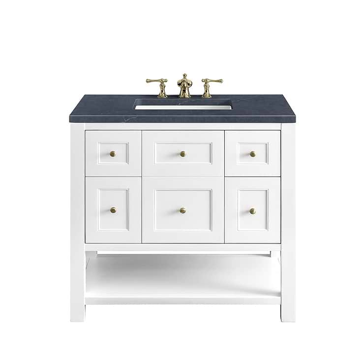 James Martin Vanities Breckenridge Bright White 36" Single Vanity with Charcoal Soapstone Quartz Top