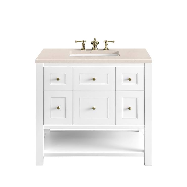 James Martin Vanities Breckenridge Bright White 36" Single Vanity with Eternal Marfil Quartz Top