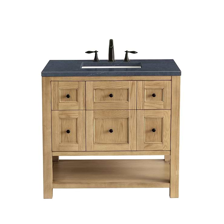 James Martin Vanities Breckenridge Light Natural Oak 36" Single Vanity with Charcoal Soapstone Quartz Top