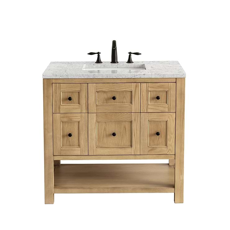 James Martin Vanities Breckenridge Light Natural Oak 36" Single Vanity with Eternal Jasmine Pearl Quartz Top