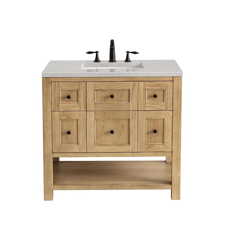 James Martin Vanities Breckenridge Light Natural Oak 36" Single Vanity with Eternal Serena Quartz Top