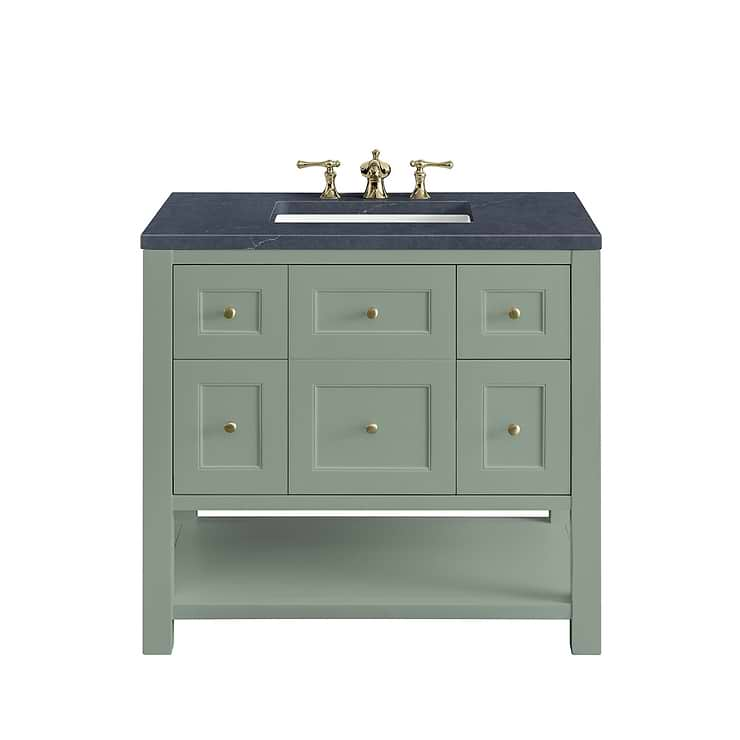 James Martin Vanities Breckenridge Smokey Celadon Green 36" Single Vanity with Charcoal Soapstone Quartz Top