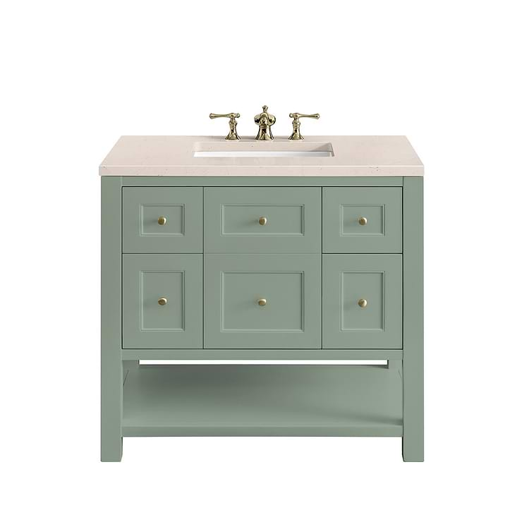 James Martin Vanities Breckenridge Smokey Celadon Green 36" Single Vanity with Eternal Marfil Quartz Top