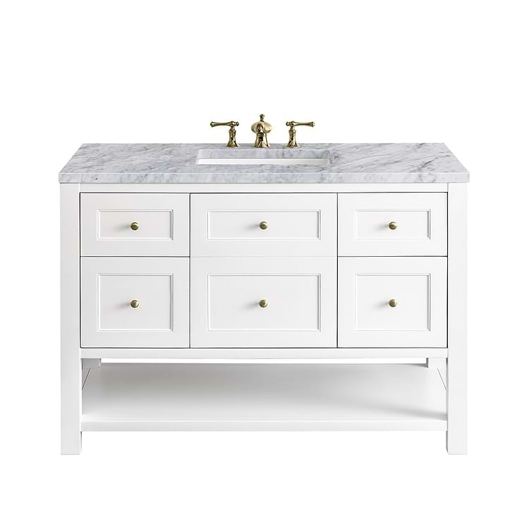 James Martin Vanities Breckenridge Bright White 48" Single Vanity with Carrara Marble Top