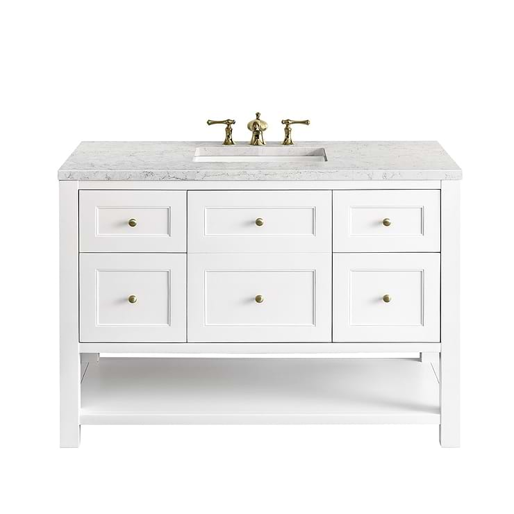 James Martin Vanities Breckenridge Bright White 48" Single Vanity with Eternal Jasmine Pearl Quartz Top