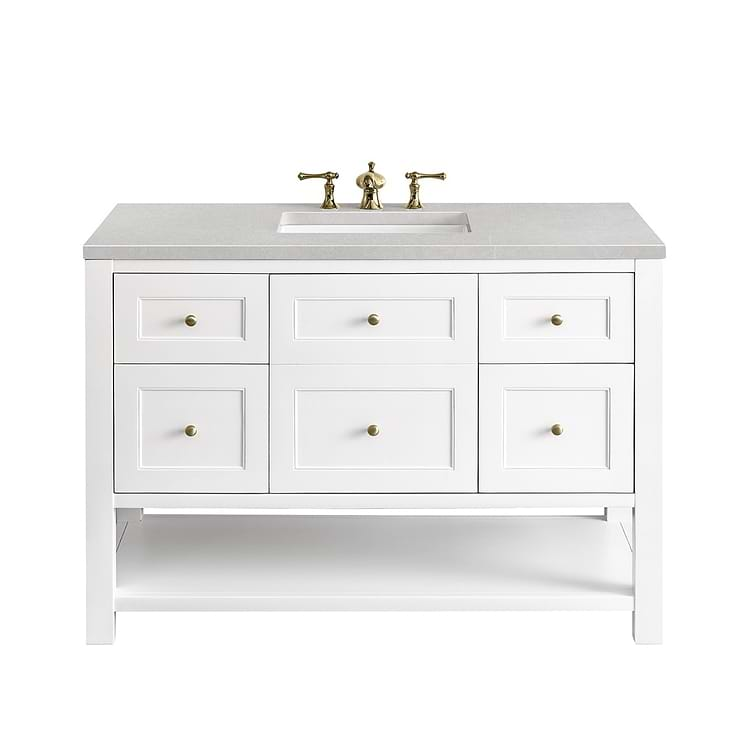 James Martin Vanities Breckenridge Bright White 48" Single Vanity with Eternal Serena Quartz Top