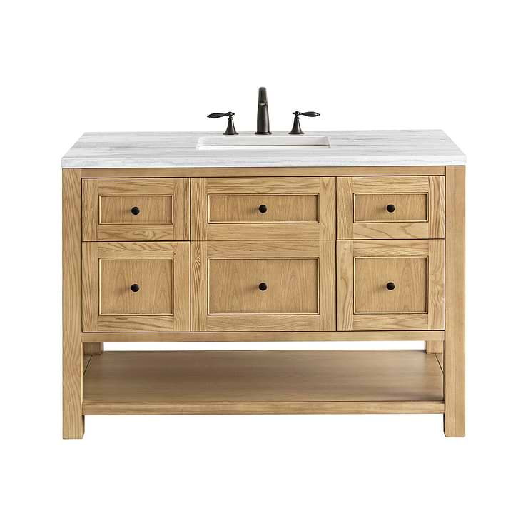 James Martin Vanities Breckenridge Light Natural Oak 48" Single Vanity with Arctic Fall Solid Surface Top