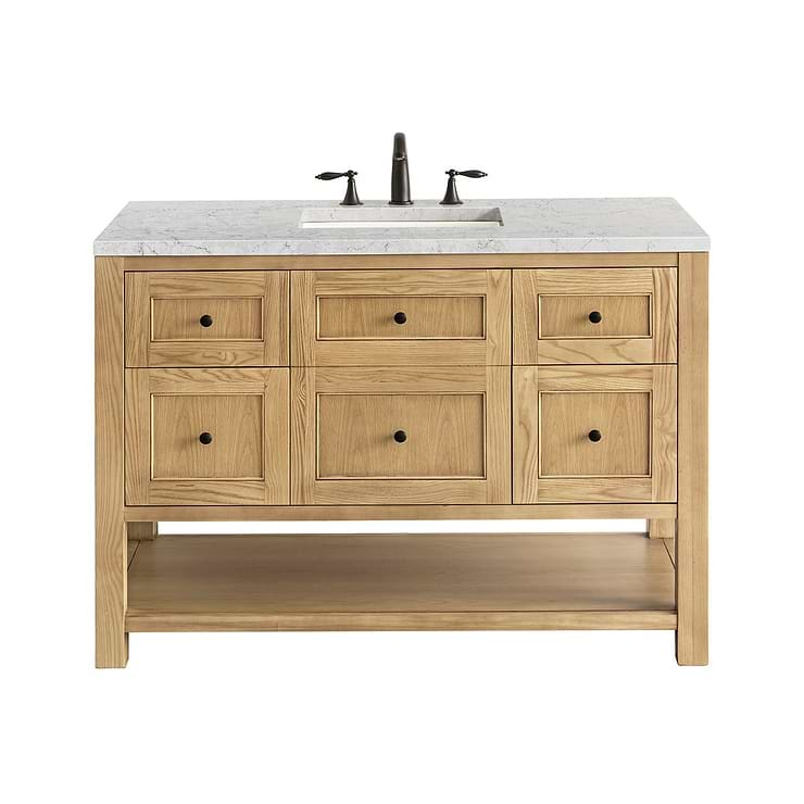 James Martin Vanities Breckenridge Light Natural Oak 48" Single Vanity with Eternal Jasmine Pearl Quartz Top