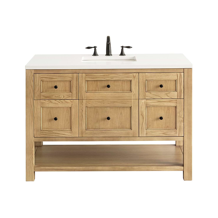 James Martin Vanities Breckenridge Light Natural Oak 48" Single Vanity with White Zeus Quartz Top