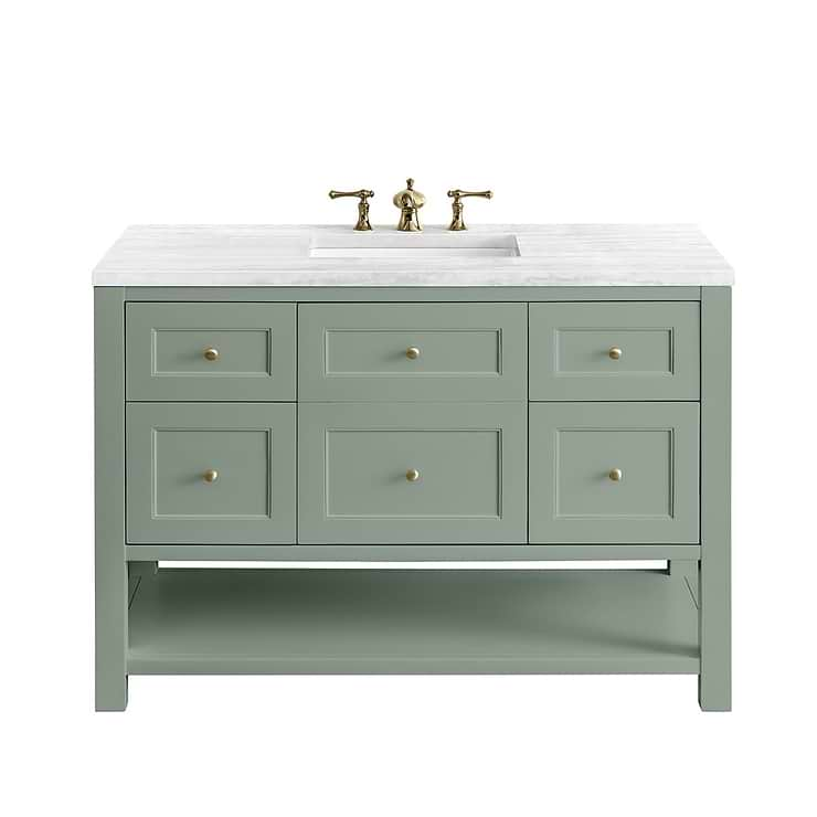 James Martin Vanities Breckenridge Smokey Celadon Green 48" Single Vanity with Arctic Fall Solid Surface Top