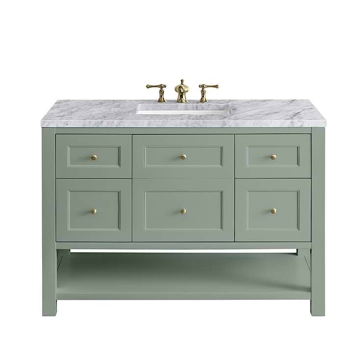 James Martin Vanities Breckenridge Smokey Celadon Green 48" Single Vanity with Carrara Marble Top