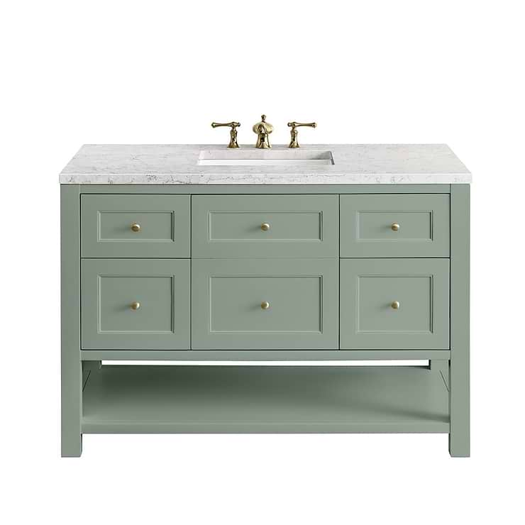 James Martin Vanities Breckenridge Smokey Celadon Green 48" Single Vanity with Eternal Jasmine Pearl Quartz Top