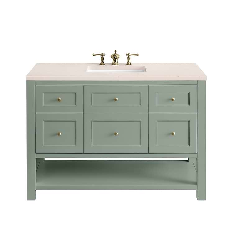 James Martin Vanities Breckenridge Smokey Celadon Green 48" Single Vanity with Eternal Marfil Quartz Top