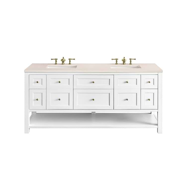 James Martin Vanities Breckenridge Bright White 72" Double Vanity with Eternal Marfil Quartz Top