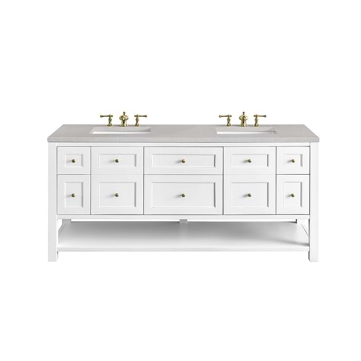 James Martin Vanities Breckenridge Bright White 72" Double Vanity with Eternal Serena Quartz Top