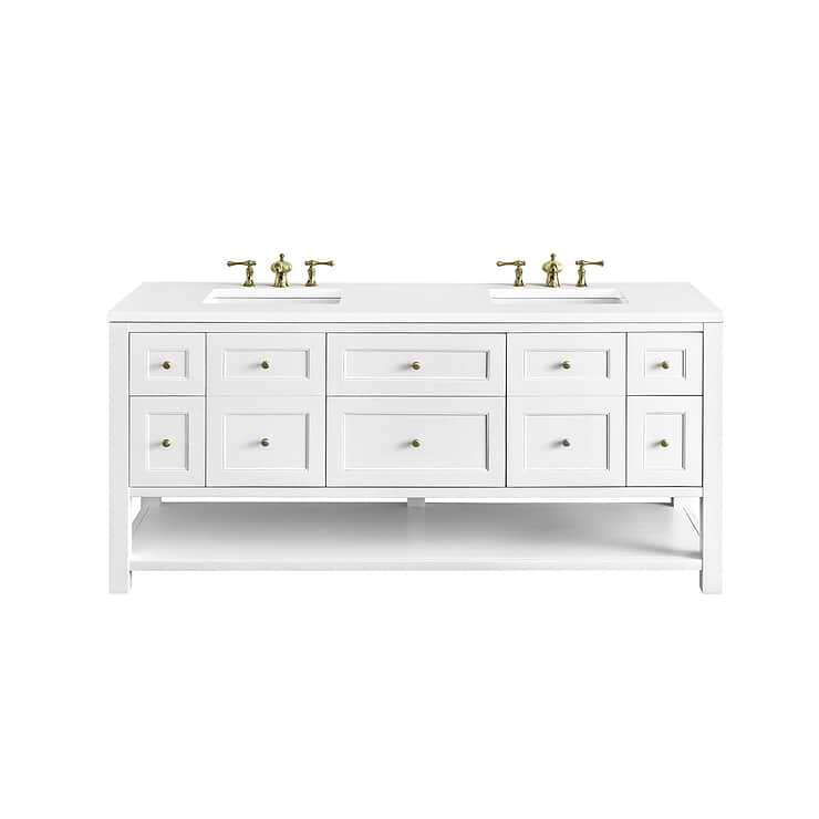 James Martin Vanities Breckenridge Bright White 72" Double Vanity with White Zeus Quartz Top