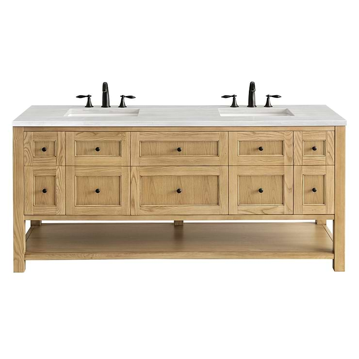 James Martin Vanities Breckenridge Light Natural Oak 72" Double Vanity with Arctic Fall Solid Surface Top