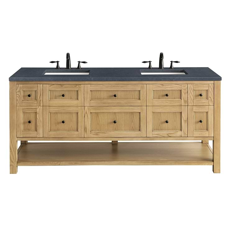 James Martin Vanities Breckenridge Light Natural Oak 72" Double Vanity with Charcoal Soapstone Quartz Top