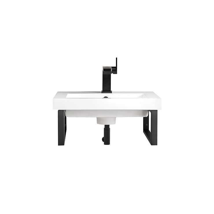 James Martin Vanities Boston Matte Black 20" Floating Sink with White Integrated Top