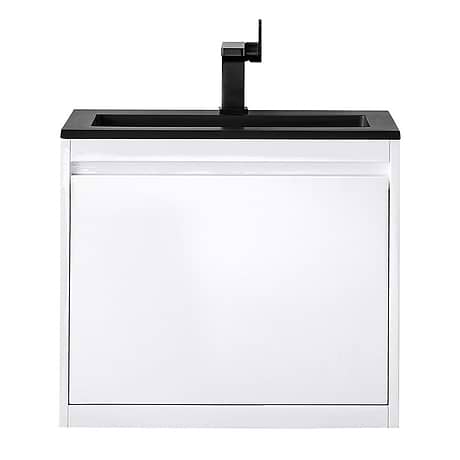 Mantova Mantova Glossy White 24" Floating Vanity with Charcoal Black Integrated Top by JMV