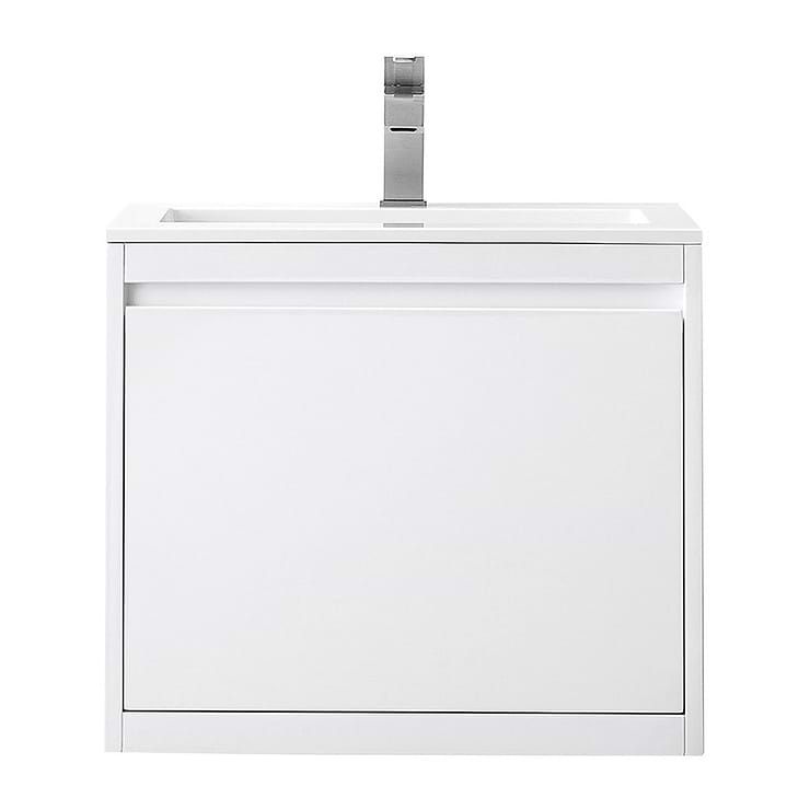 James Martin Vanities Mantova Glossy White 24" Floating Vanity with Glossy White Integrated Top