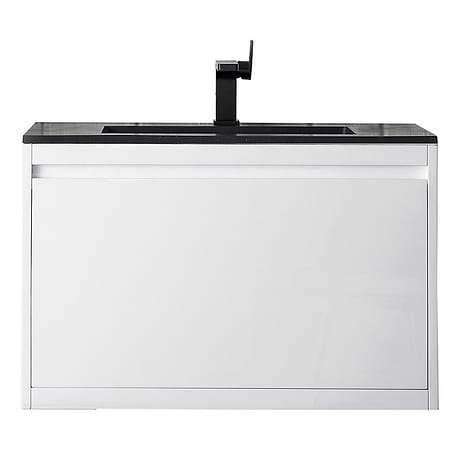 Mantova Mantova Glossy White 32" Floating Vanity with Charcoal Black Integrated Top by JMV