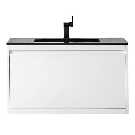 Mantova Mantova Glossy White 36" Floating Vanity with Charcoal Black Integrated Top by JMV