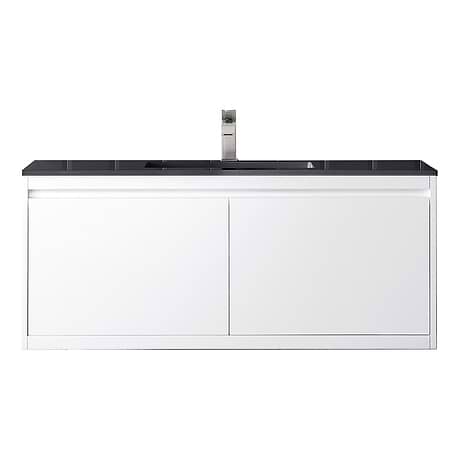 Mantova Mantova Glossy White 48" Floating Vanity with Charcoal Black Integrated Top by JMV