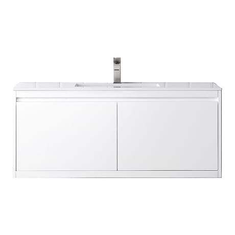 Mantova Mantova Glossy White 48" Floating Vanity with Glossy White Integrated Top by JMV