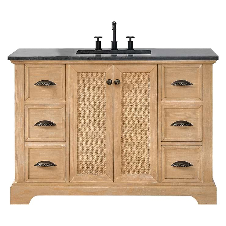 Olivier Blonde Wood 48" Single Vanity with Black Marble Top