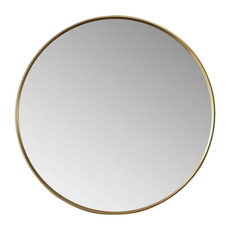 Olinda Brushed Gold 28" Framed Round Mirror