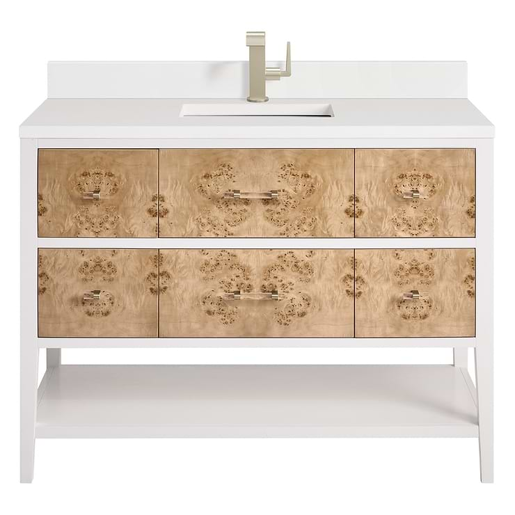 James Martin Vanities Olena Light Mappa 48" Single Vanity with White Quartz Top and Backsplash