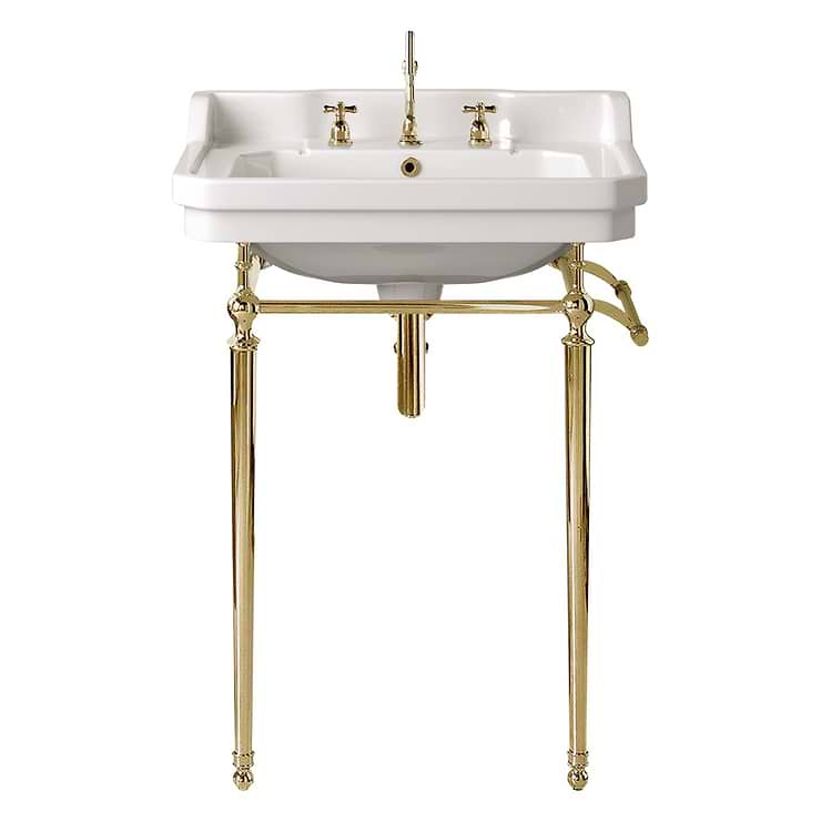 James Martin Vanities Wellington Brass 24" Single Vanity with Integrated White Porcelain Top