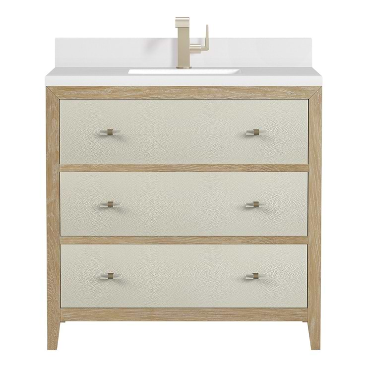 James Martin Vanities Celeste Sunwashed Oak 36" Single Vanity with White Quartz Top and Backsplash