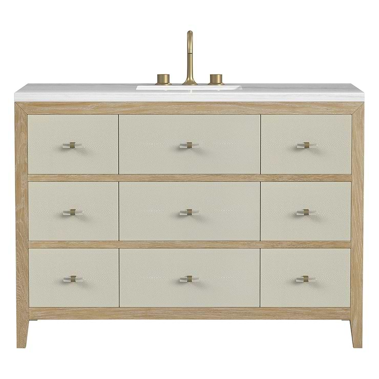 James Martin Vanities Celeste Sunwashed Oak 48" Single Vanity with Arctic Fall Solid Surface Top