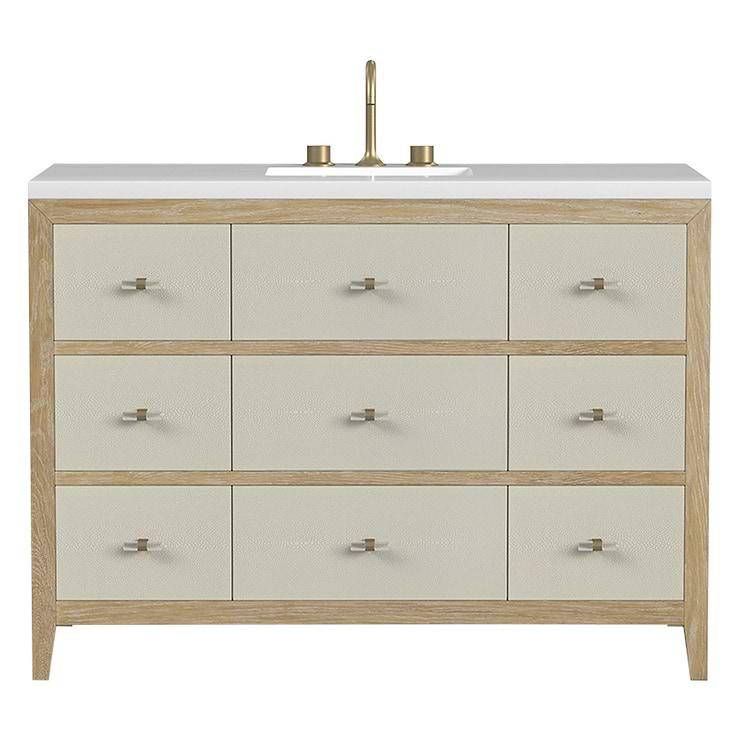 James Martin Vanities Celeste Sunwashed Oak 48" Single Vanity with White Quartz Top