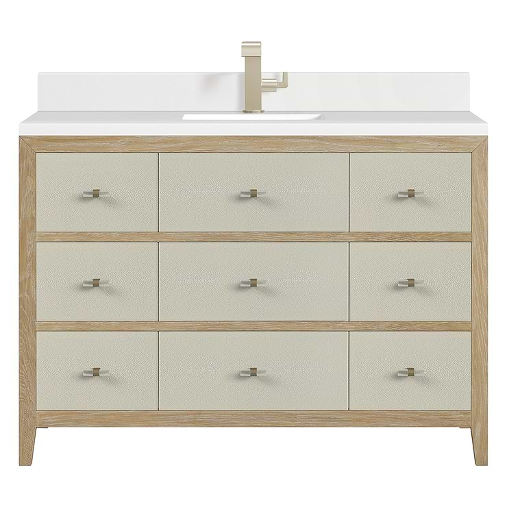 James Martin Vanities Celeste Sunwashed Oak 48" Single Vanity with White Quartz Top and Backsplash