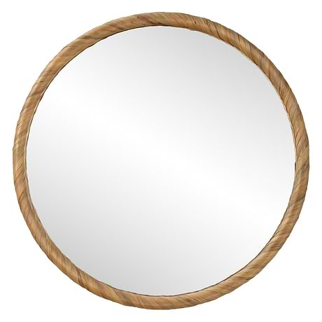 Olora Brown Seagrass 32" Round Mirror