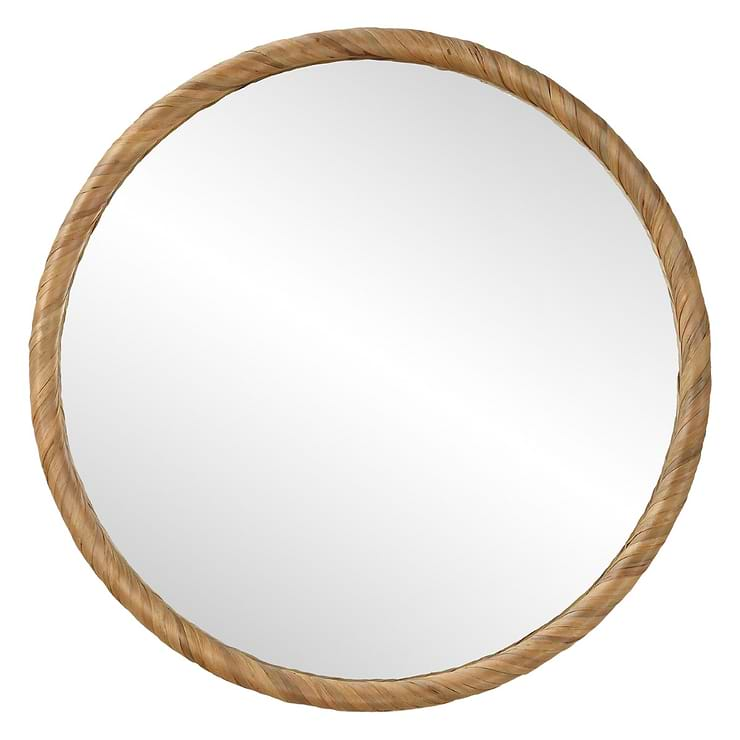 Olora Brown Seagrass 32" Round Mirror