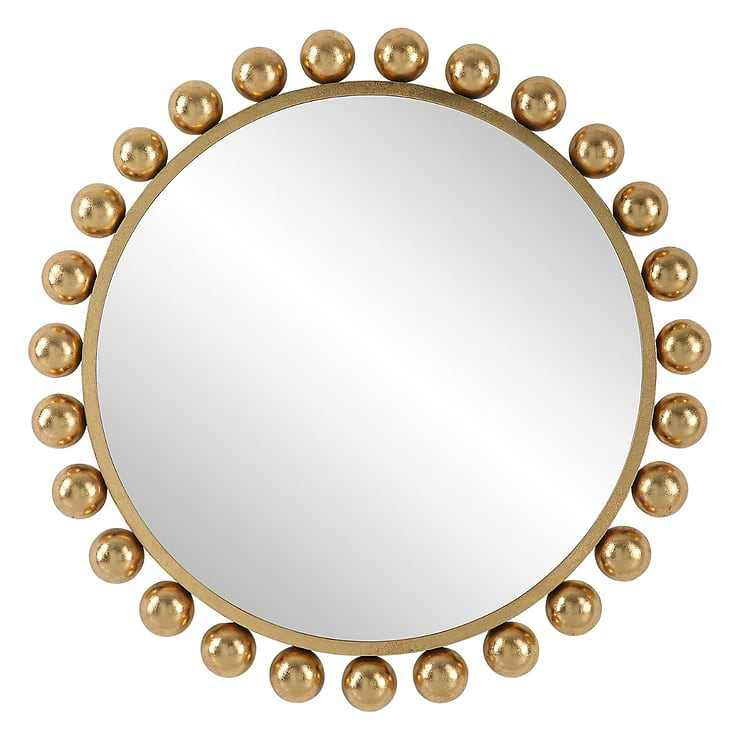 Orly Polished Gold 34" Round Mirror