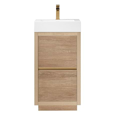 Serrano Blonde Oak 18" Single Freestanding Vanity with White Integrated Top