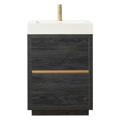 Serrano Black Oak 24" Single Freestanding Vanity with White Integrated Top