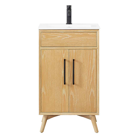 Adelle Blonde Oak 20" Single Vanity with White Ceramic Top