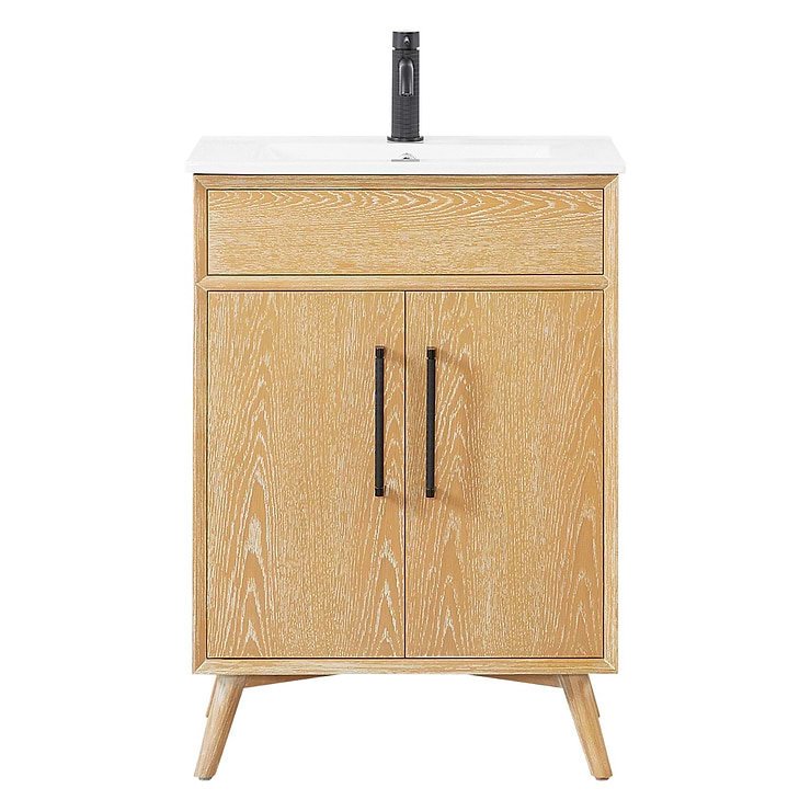 Adelle Blonde Oak 24" Single Vanity with White Ceramic Top