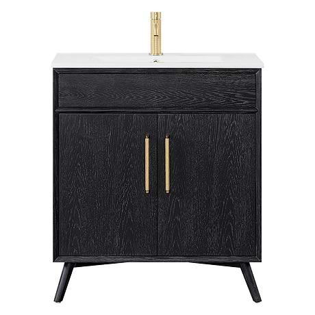 Adelle Black Oak 30" Single Vanity with White Ceramic Top