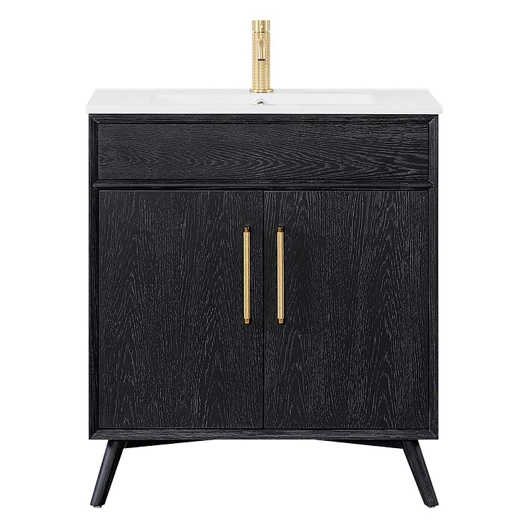 Adelle Black Oak 30" Single Vanity with White Ceramic Top