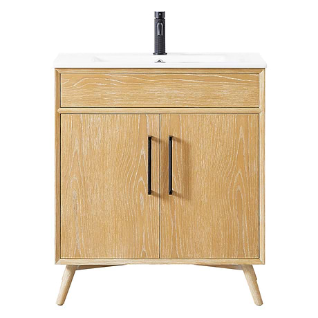 Adelle Blonde Oak 30" Single Vanity with White Ceramic Top