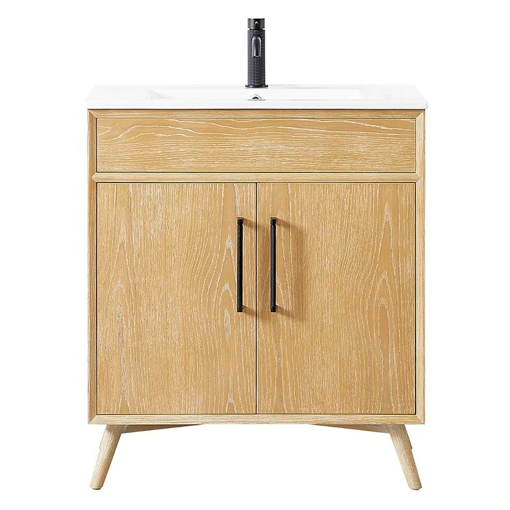 Adelle Blonde Oak 30" Single Vanity with White Ceramic Top